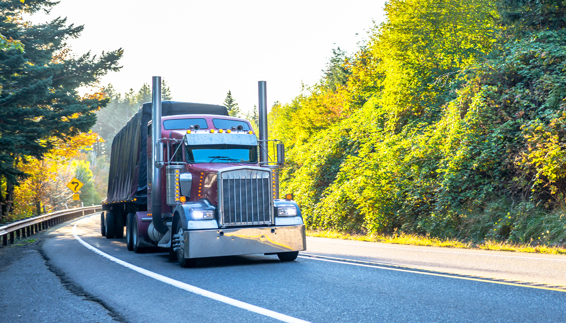 Delivery truck heading to job site